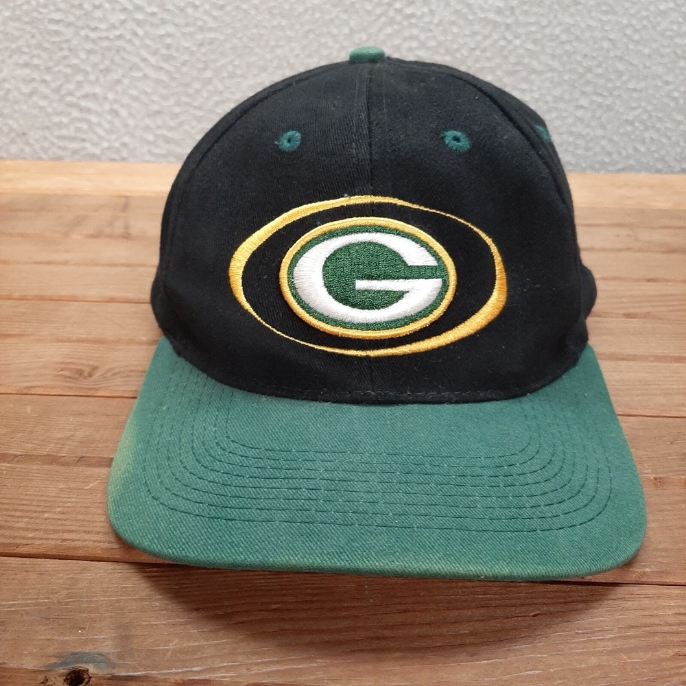 Vintage Green Bay Packers Hat Adult Black Green Retro Snapback Cap NFL Football